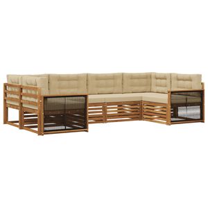 vidaXL Utomhussoffset med kudde 6 pcs Naturlig och Beige