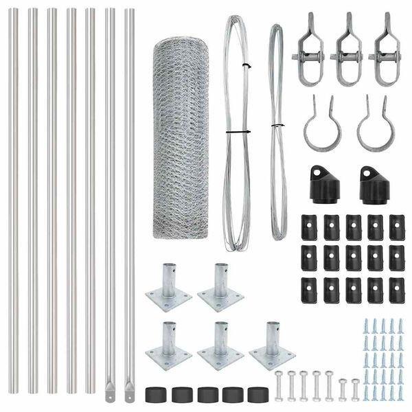 vidaXL St&auml;ngselstolpe Silver 10 x 0,4 m (25 mm n&auml;t) St&aring;l