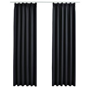 vidaXL M&ouml;rkl&auml;ggningsgardiner med krokar 2 st svart 140x175 cm
