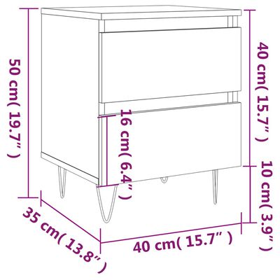 vidaXL Sängbord 2 st betonggrå 40x35x50 cm konstruerat trä