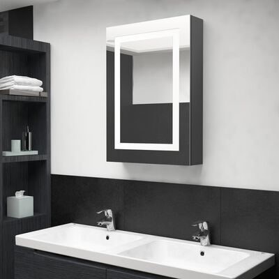 vidaXL Spegelskåp med LED grå 50x13x70 cm