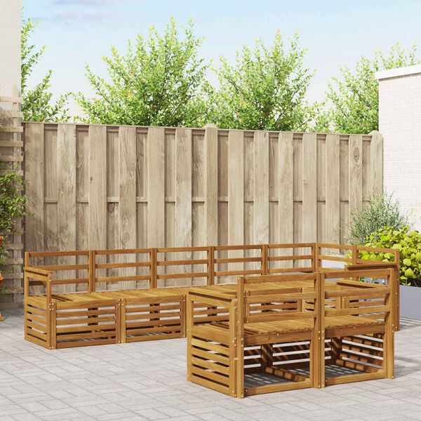 vidaXL Soffgrupper 8 pcs Naturf&auml;rg Massivt Akaciatr&auml;