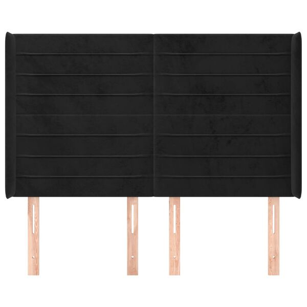 vidaXL Sänggavel med kanter svart 147x16x118/128 cm sammet