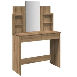 vidaXL Sminkbord med spegel hantverksm&auml;ssig ek 96x39x142 cm