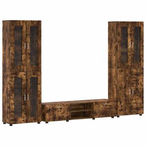 vidaXL TV-b&auml;nkset med l&aring;da med hylla FLORIN R&ouml;kt ek Konstruerat tr&auml;