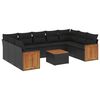 vidaXL Loungegrupp 10 delar med svarta dynor konstrotting