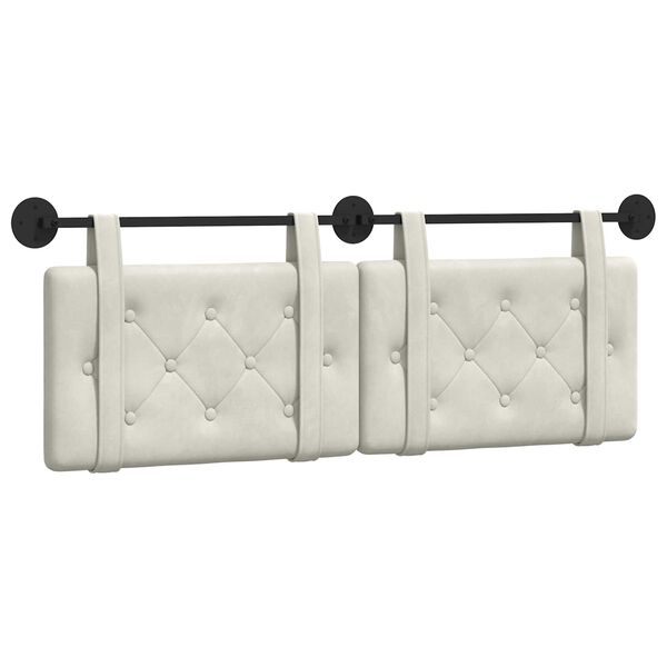 vidaXL H&auml;ngande Huvudgavel V&auml;ggmonterad Kr&auml;m 130 x 55 x 5 cm Sammet