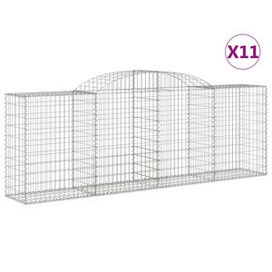 vidaXL Gabioner b&aring;gformade 11 st 300x50x100/120 cm galvaniserat j&auml;rn