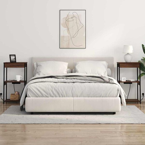 vidaXL Nattduksbord med hylla Brun Ek 41 x 31 x 76 cm Konstruerat tr&auml;