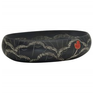 vidaXL Handfat svart oval 59x40x15 cm keramik
