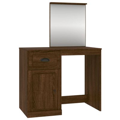 vidaXL Sminkbord med spegel brun ek 90x50x132,5 cm konstruerat trä