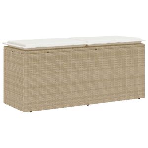 vidaXL Tr&auml;dg&aring;rdsb&auml;nk med dyna beige 110x40x44 cm konstrotting
