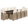 vidaXL Matgrupp f&ouml;r tr&auml;dg&aring;rden med dynor 11 delar beige konstrotting