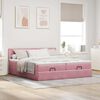 vidaXL Ottoman sängram med madrasser rosa 200x200 cm sammet