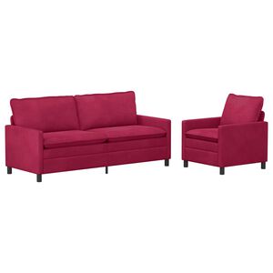 vidaXL Soffset 2 pcs Vinr&ouml;d Sammet