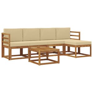 vidaXL Utomhussoffset med kudde 6 pcs Naturlig och Beige