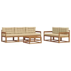 vidaXL Utomhussoffset med kudde 6 pcs Naturlig och Beige