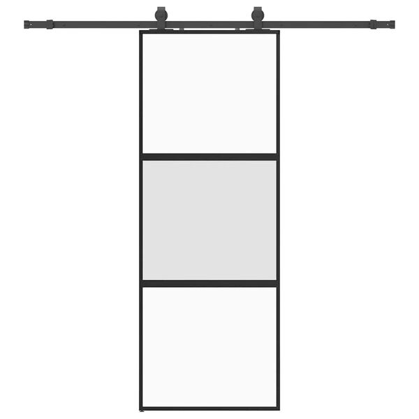 vidaXL Skjutd&ouml;rr med beslag svart 76x205 cm h&auml;rdat glas