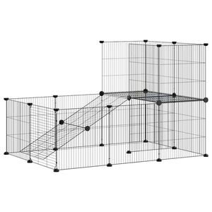 vidaXL Hundg&aring;rd svart 20 paneler 105x70x70 cm st&aring;l