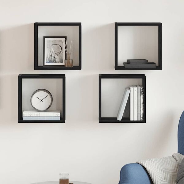 vidaXL V&auml;gghylla kubformad 4 st svart ek 30x15x30 cm konstruerat tr&auml;