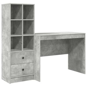 vidaXL Skrivbord Betonggr&aring; 145.5 x 50 x 127 cm 2 st