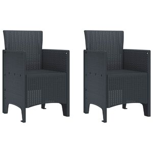 vidaXL Tr&auml;dg&aring;rd Stol 2 pcs Antracit 53 x 49 x 85 cm Polypropylen