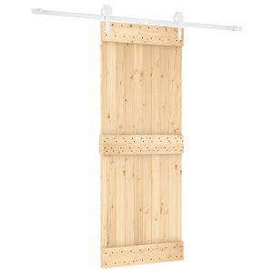 vidaXL Skjutd&ouml;rr Naturlig och vit 80 x 210 cm Massiv furutr&auml;d&ouml;rr
