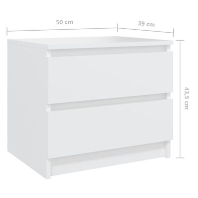 vidaXL Sängbord 2 st vit 50x39x43,5 cm konstruerat trä