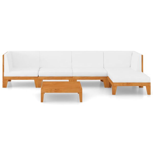 vidaXL Loungegrupp f&ouml;r tr&auml;dg&aring;rden med dynor 6 delar massivt akaciatr&auml;