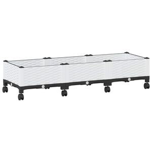 vidaXL Tr&auml;dg&aring;rdsplanterare med hjul Vit 120 x 40 x 33 cm PP