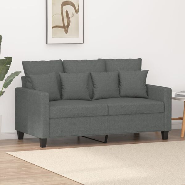 vidaXL Soffa 2-sits m&ouml;rkgr&aring; 120 cm tyg