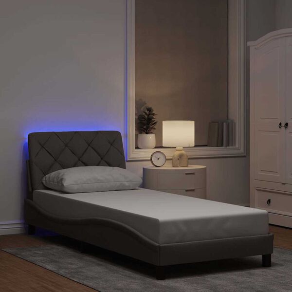 vidaXL Bed Frame with LED without Mattress Taupe 90x200 cm Fabric