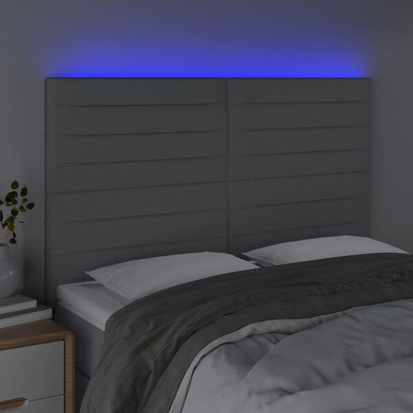vidaXL S&auml;nggavel LED ljusgr&aring; 144x5x118/128 cm tyg