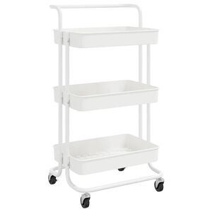 vidaXL Rullvagn 3 v&aring;ningar vit 42x35x85 cm j&auml;rn och ABS