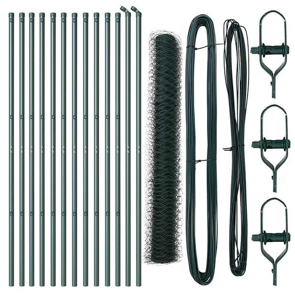 vidaXL St&auml;ngselstolpe Gr&ouml;n 25 x 1,4 m (50 mm mesh) St&aring;l och PVC