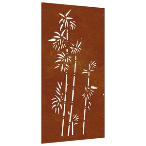 vidaXL V&auml;ggdekoration 105x55 cm rosttr&ouml;gt st&aring;l bambudesign