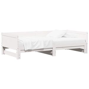 vidaXL Utdragbar Dagb&auml;dd Vit 180 x 200 cm Massiv furu