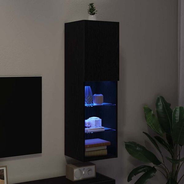 vidaXL TV-skåp Väggmonterad Svart 30,5 x 30 x 102 cm Konstruerat trä