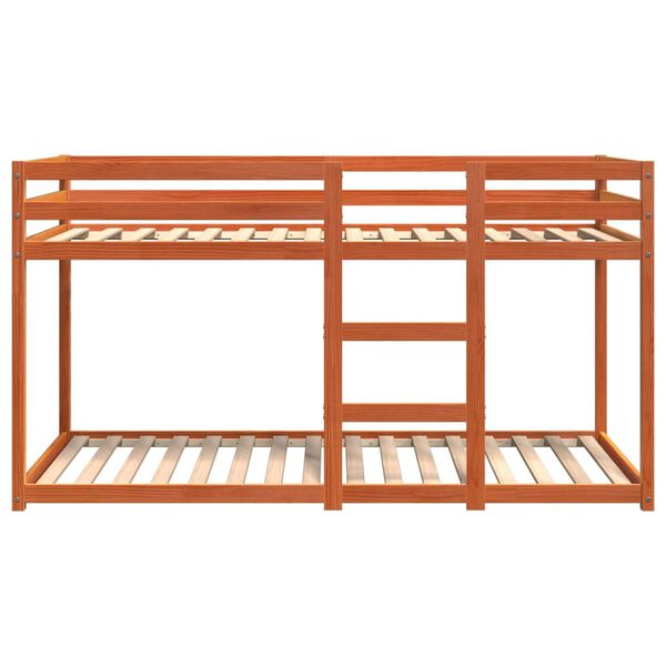 vidaXL Våningssäng vaxad brun 75x190 cm massiv furu