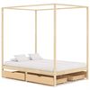 vidaXL Himmels&auml;ng med 4 l&aring;dor massiv furu 140x200 cm