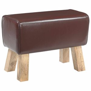 vidaXL b&auml;nk 60 x 30 x 45 cm &Auml;kta l&auml;der M&ouml;rkbrun
