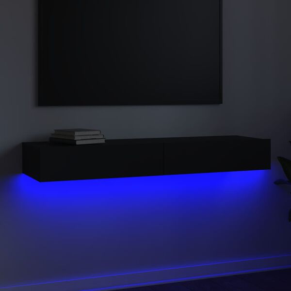vidaXL Tv-bänk med LED-belysning svart 120x35x15,5 cm