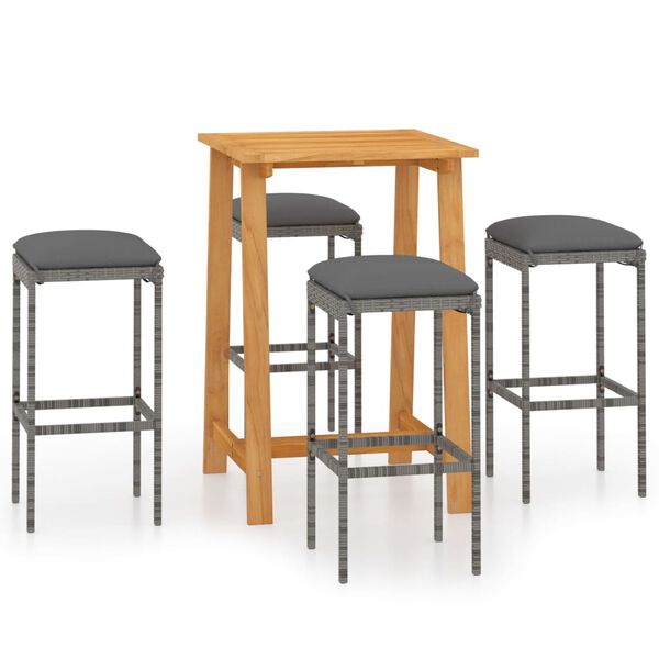 vidaXL Bargrupp f&ouml;r tr&auml;dg&aring;rden med dynor 5 delar gr&aring;