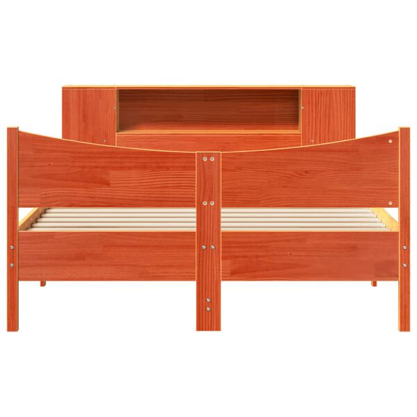 vidaXL Sängram utan madrass vaxbrun 120x190 cm massiv furu