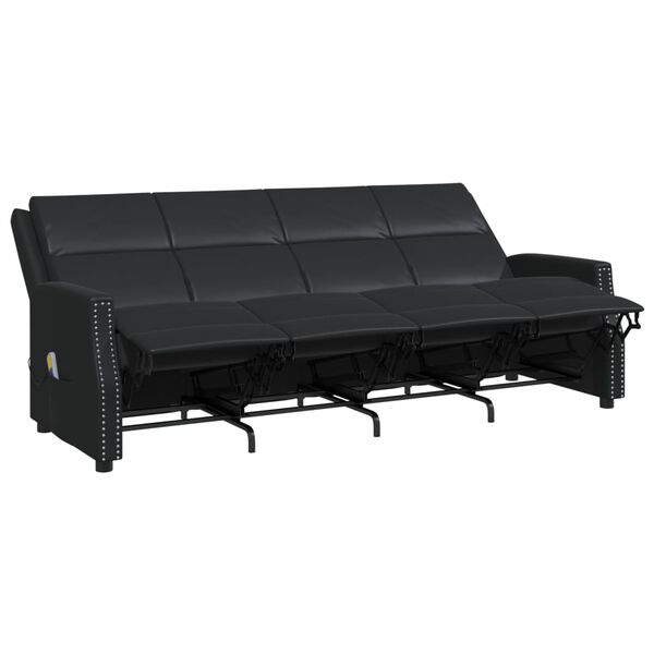 vidaXL Massagefåtölj 4-sits svart konstläder