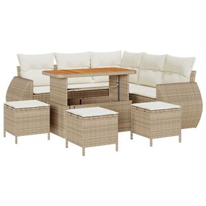 vidaXL Tr&auml;dg&aring;rdsoffset 9 pcs Beige konstrotting