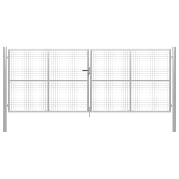 vidaXL Tr&auml;dg&aring;rdsgrind galvaniserat st&aring;l 400x150 cm silver