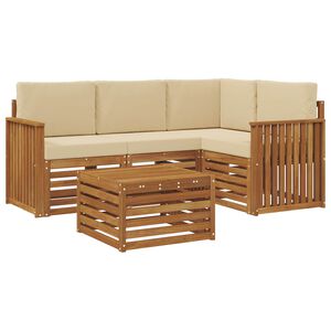 vidaXL Utomhussoffset med kudde 5 pcs Naturlig och Beige