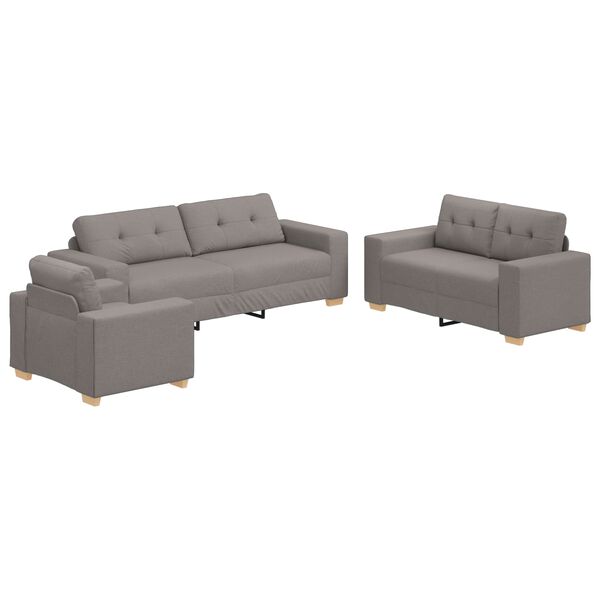 vidaXL Soffa 3 pcs Taupe Linnenblandad tyg