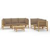 vidaXL Loungegrupp 6 delar taupe dynor bambu